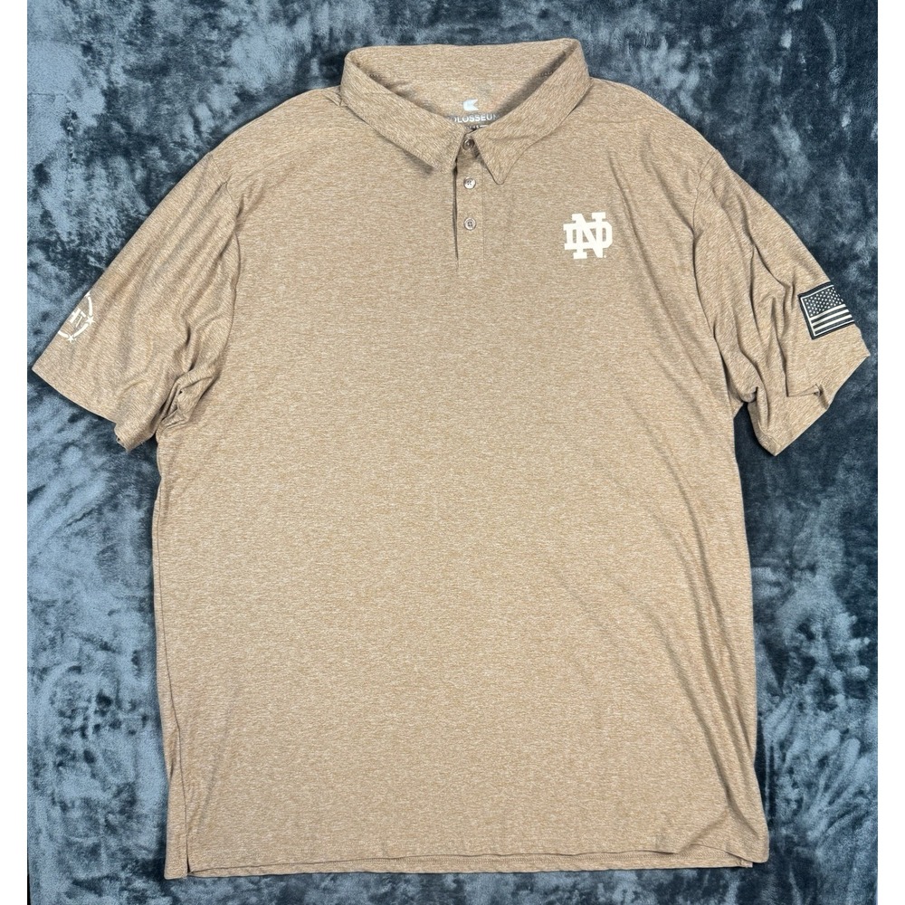 Men's Colosseum Khaki Notre Dame OHT Military Appreciation Polo Size XXL
